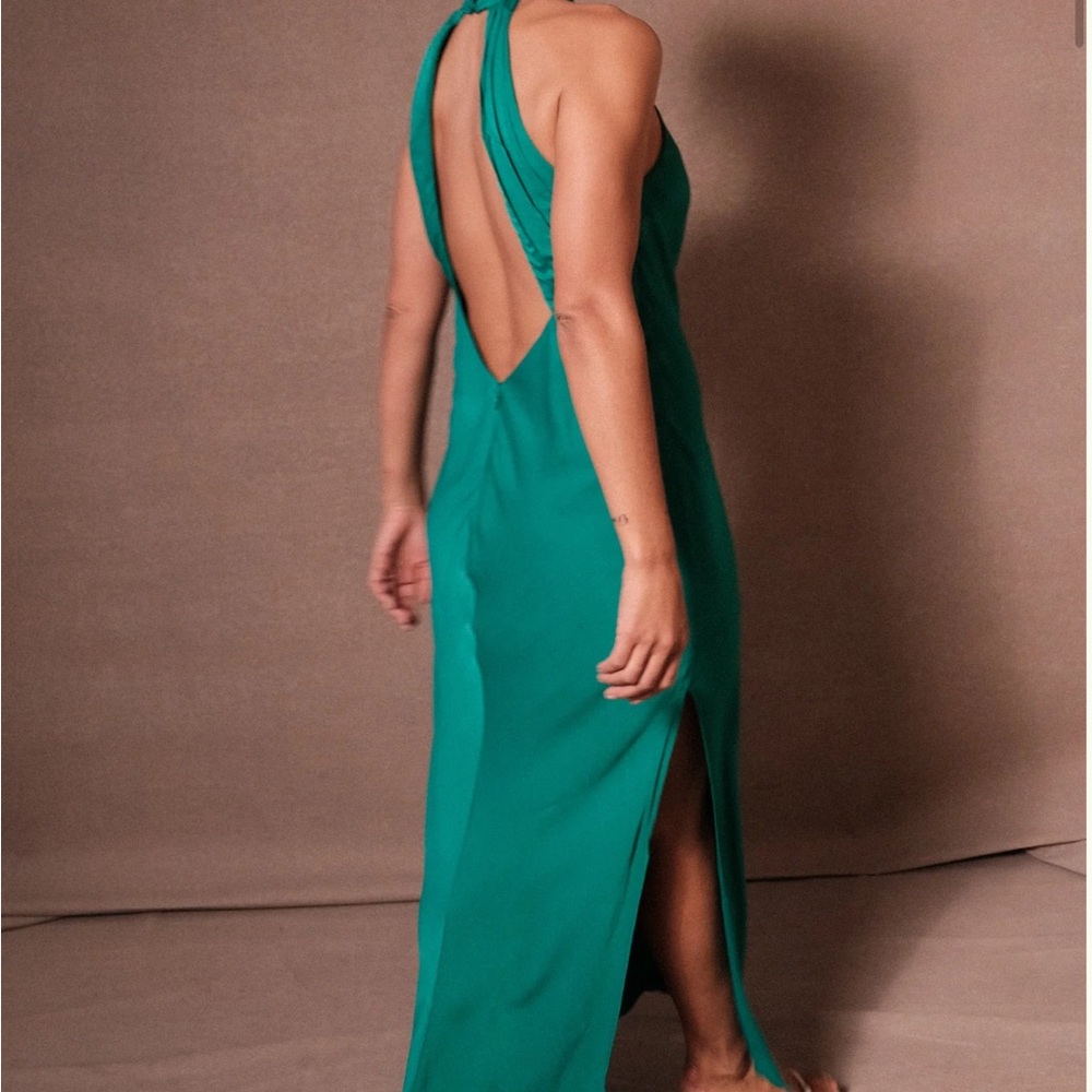 Meshki Claire Green Satin Dress